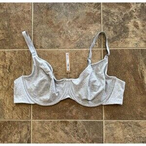 Skims Cotton Jersey Bra Light Heather Grey Size 44DD